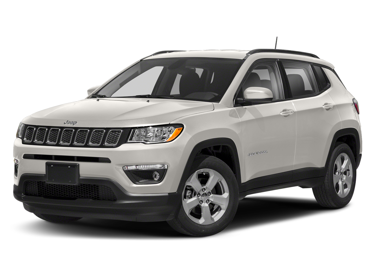 2018 Jeep Compass Latitude in White Clearcoat — front three-quarter view