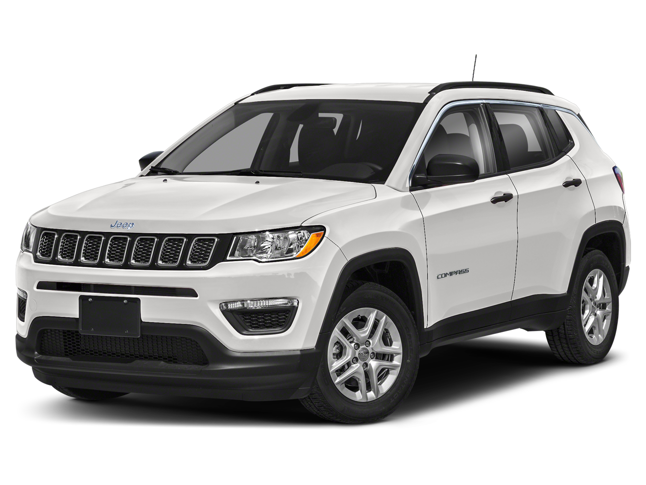2021 Jeep Compass Sport in White Clearcoat — front three-quarter view