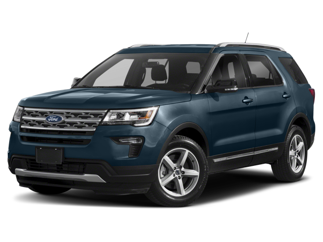 2018 Ford Explorer XLT in Dark Gray — front three-quarter view