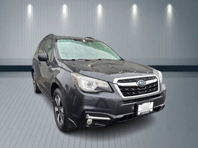 2018 Subaru Forester Limited in Dark Gray Metallic — front three-quarter view